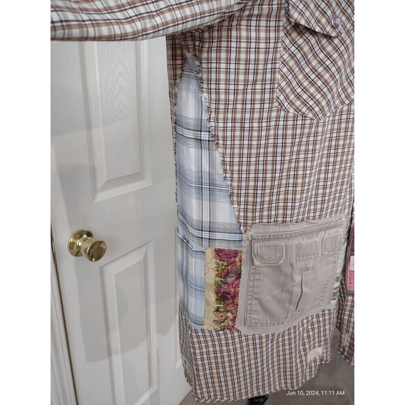 Custom Western Shirt Upcycled Funky Boho Patchwork Cottage Shabby Chic Shacket - Picture 5 of 10